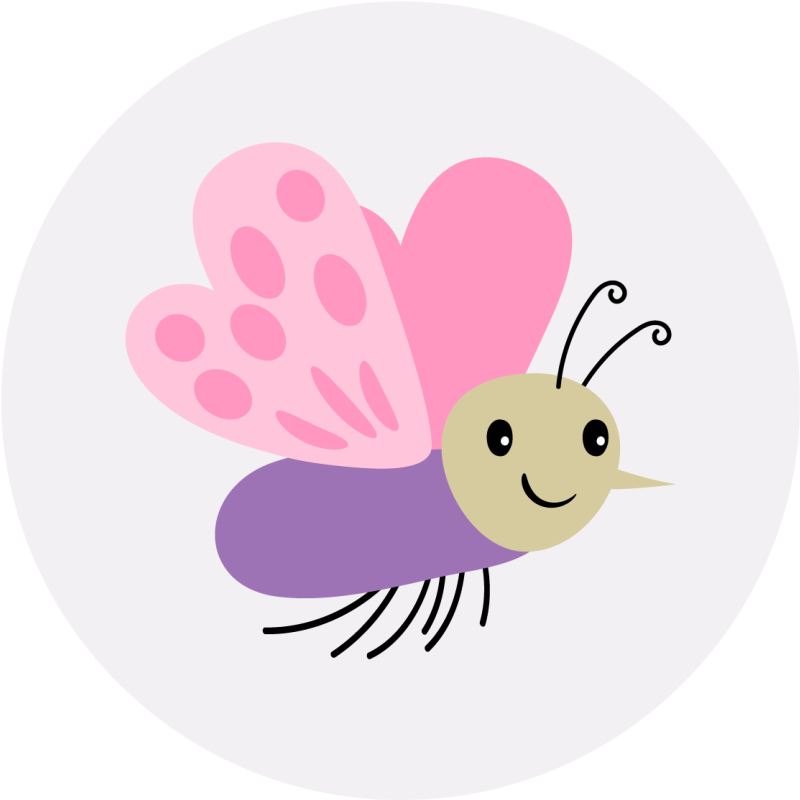 Aranyos pillangó karakter vinil szőnyeg gyerekek - TenStickers