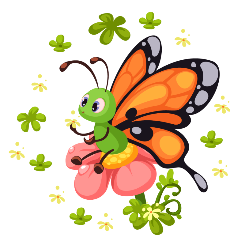 Pillangó ül egy virág állati szőnyegen - TenStickers