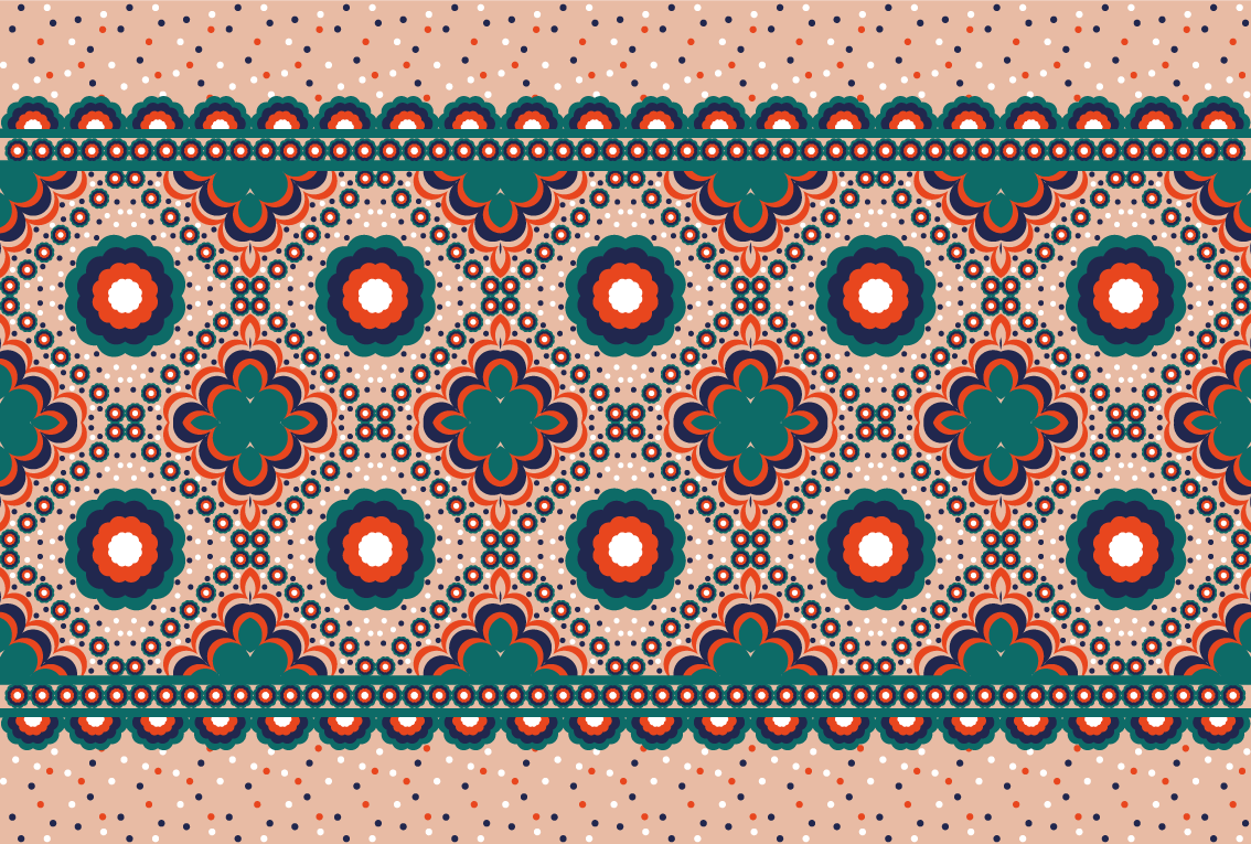 Geometriai virágos boho mintás hálószoba szőnyeg - TenStickers