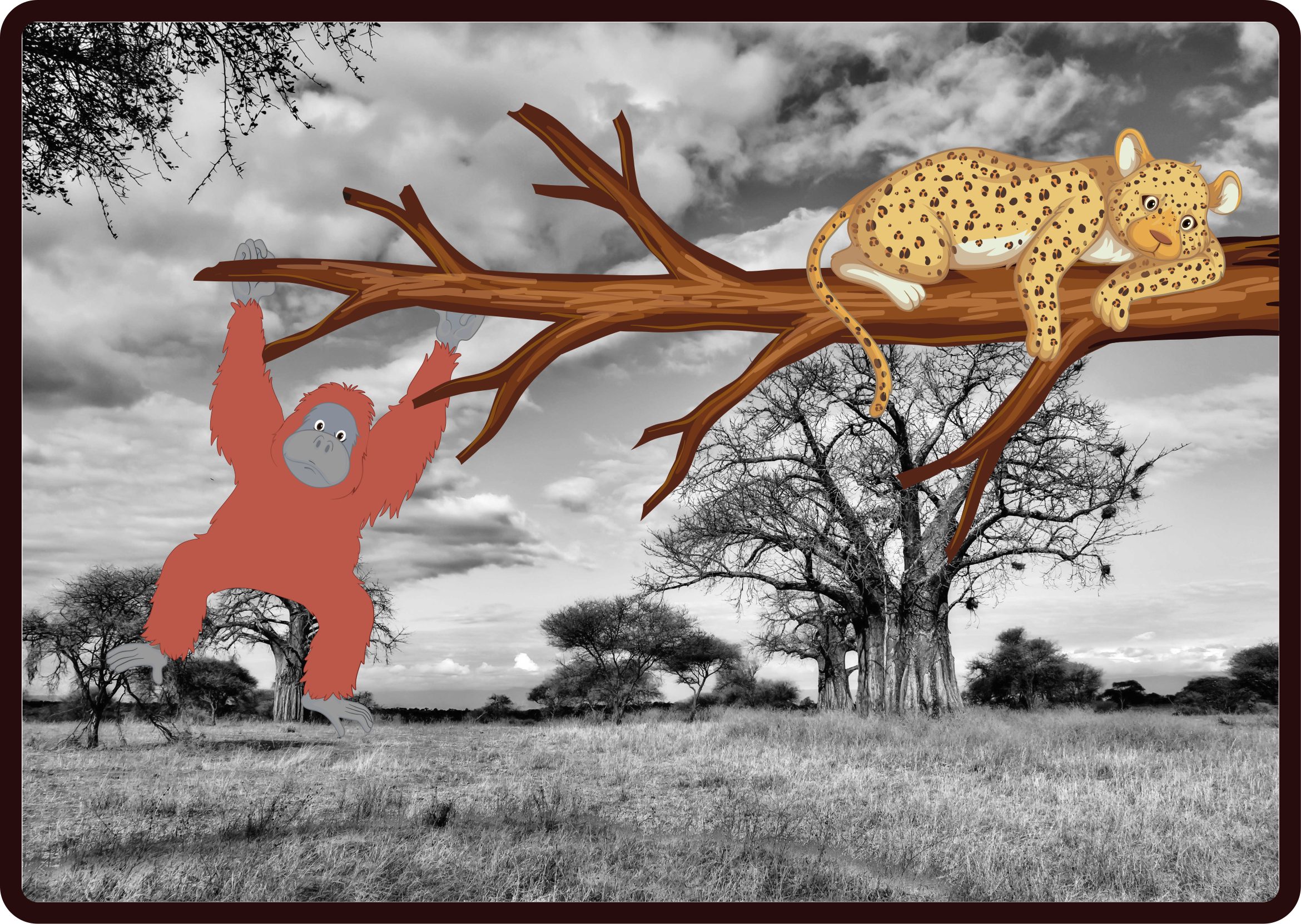 Dzsungel lények játékos vinil szőnyeg állat - TenStickers