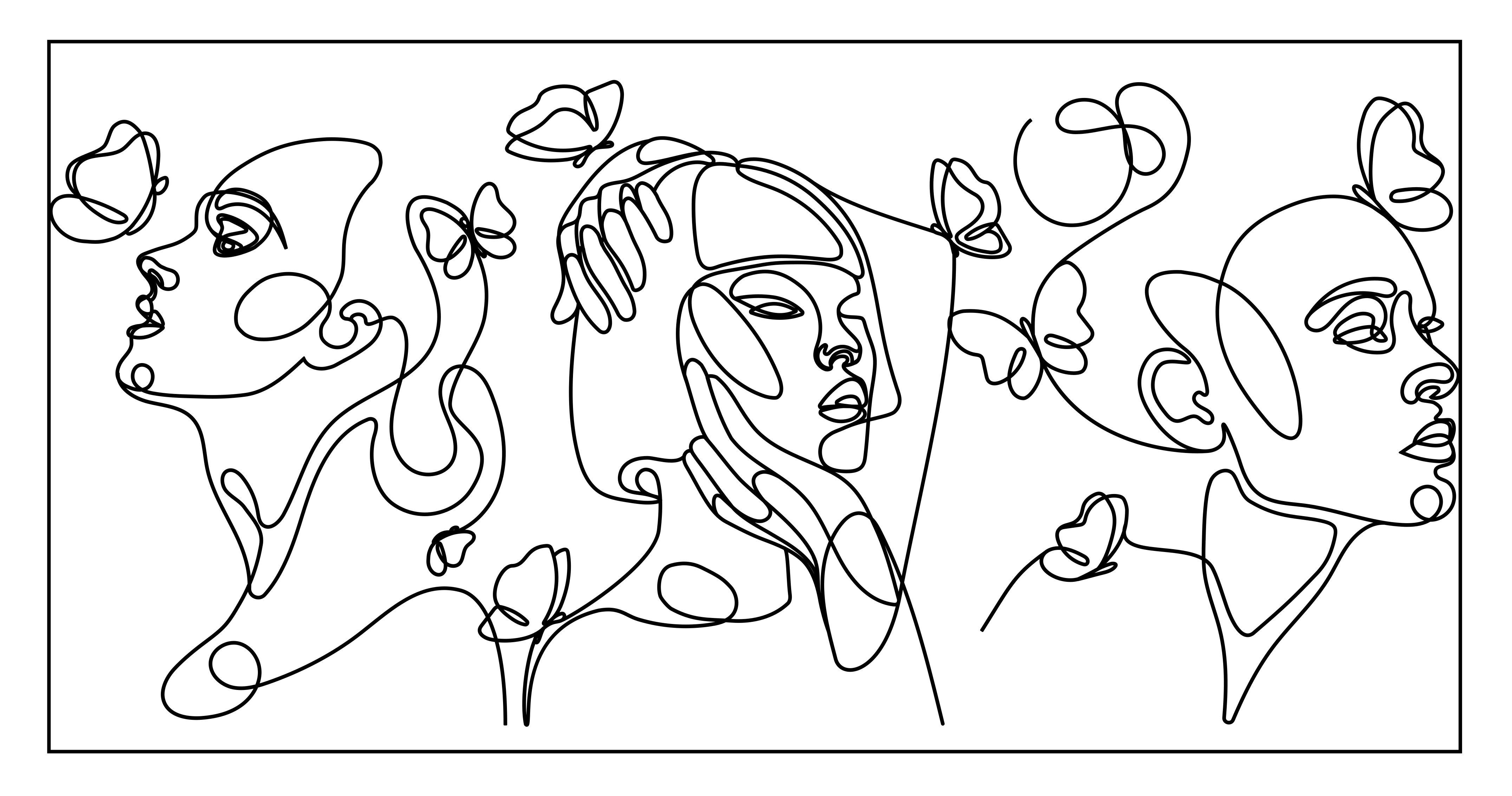 Körvonalas művészeti arcok vinil szőnyeg modern - TenStickers