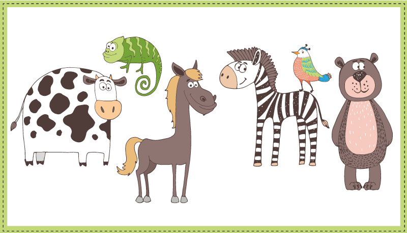 Aranyos állatok rajz szőnyeg - TenStickers