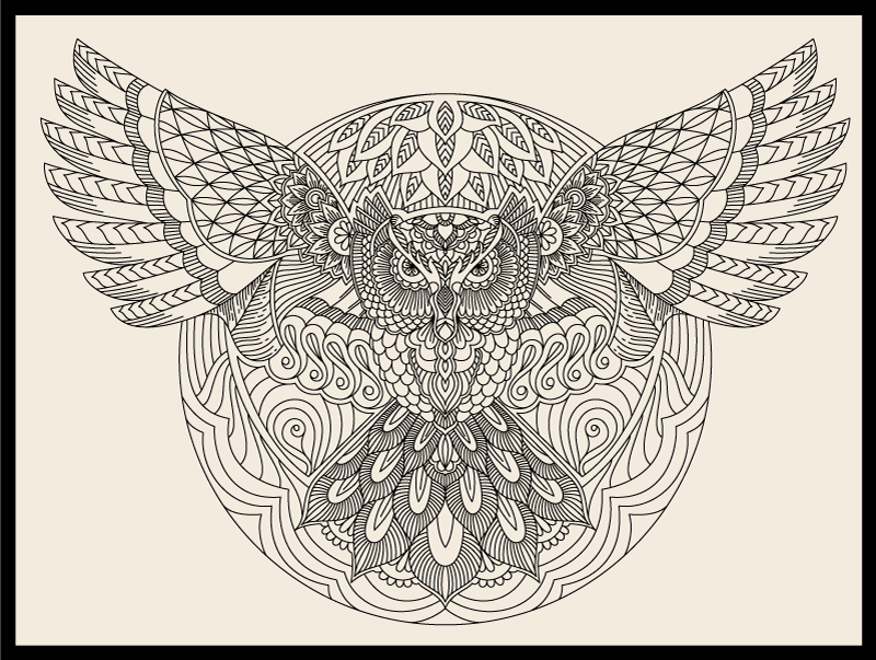 Elegáns bagoly minta vinil szőnyeg mandala - TenStickers