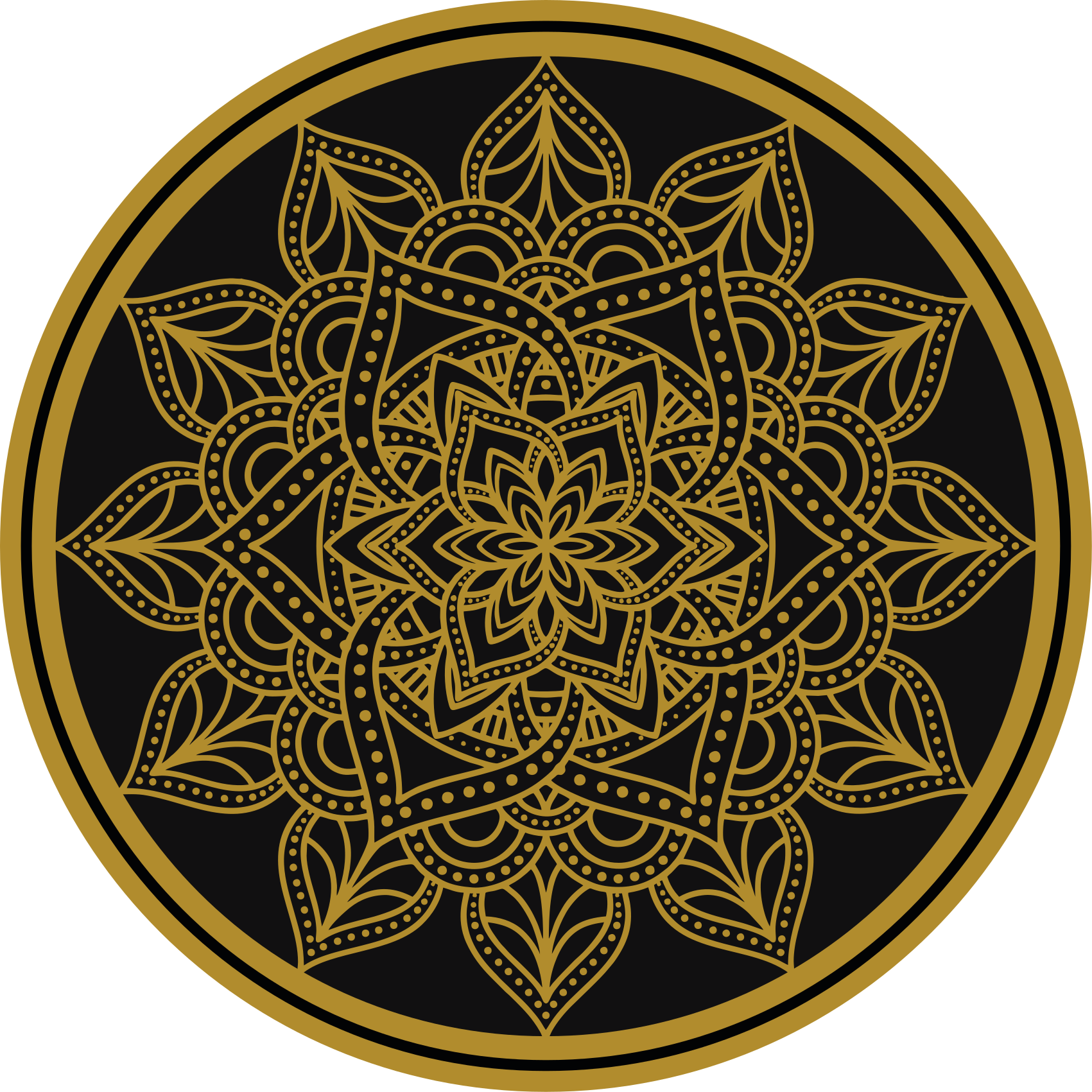 Arany nap formájú mandala vinyl szőnyeg - TenStickers