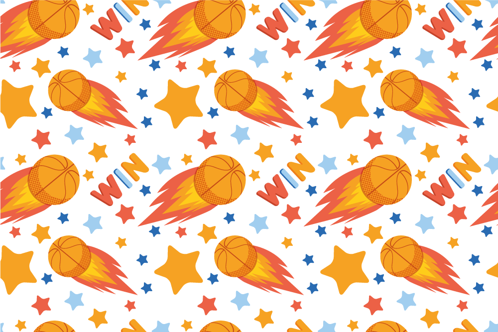 Kosárlabda és csillag mintás téglalap alakú szőnyeg - TenStickers