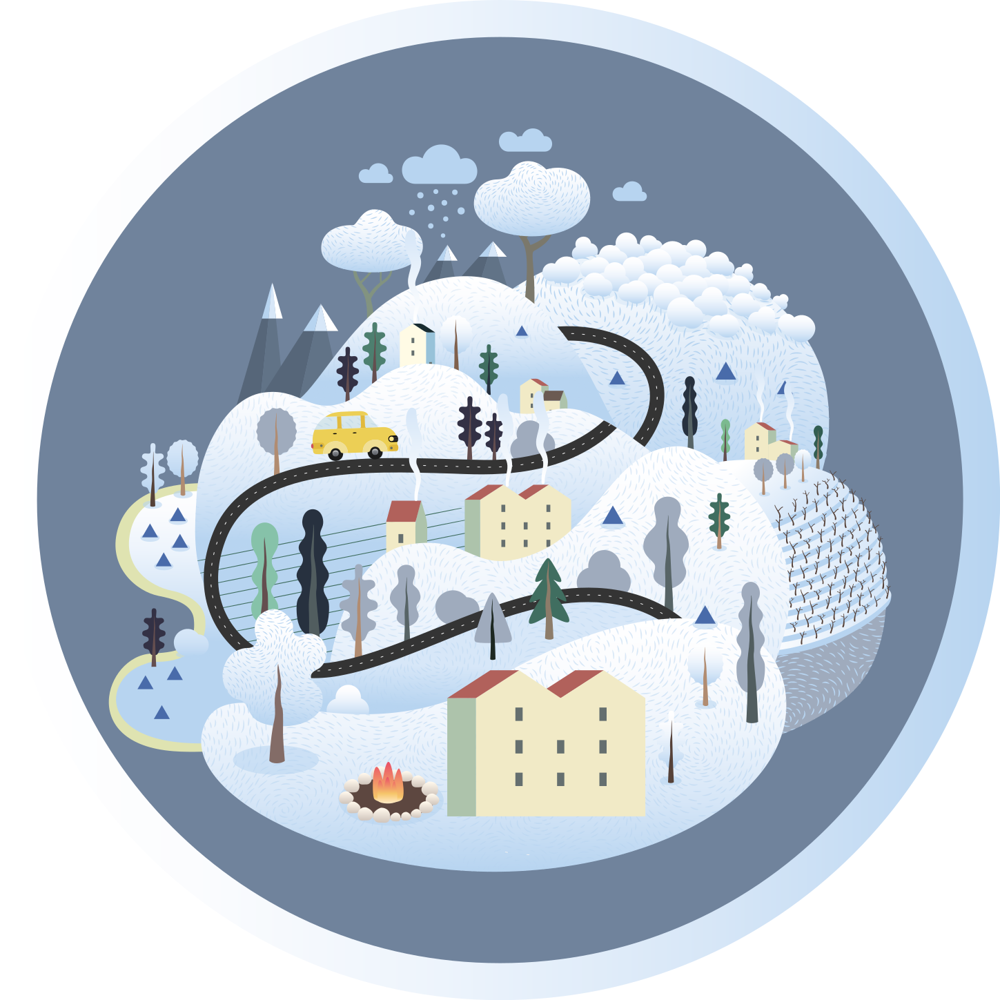 Szeszélyes tájutazás vinil szőnyeg utak - TenStickers