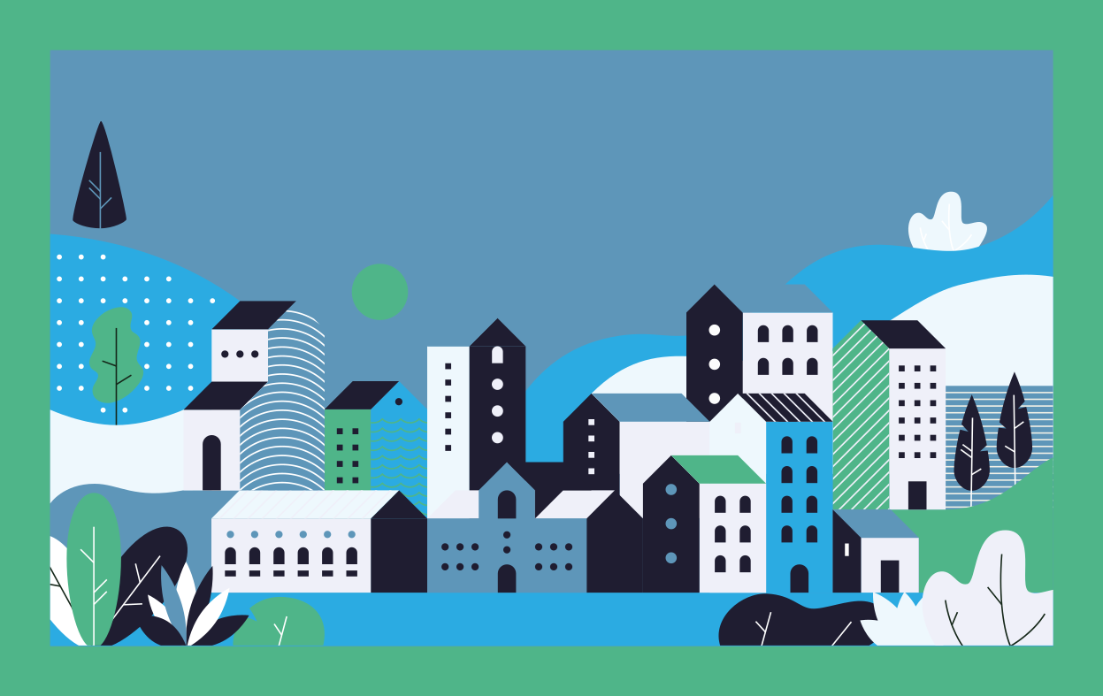 Kék városi táj vinil szőnyeg mások - TenStickers