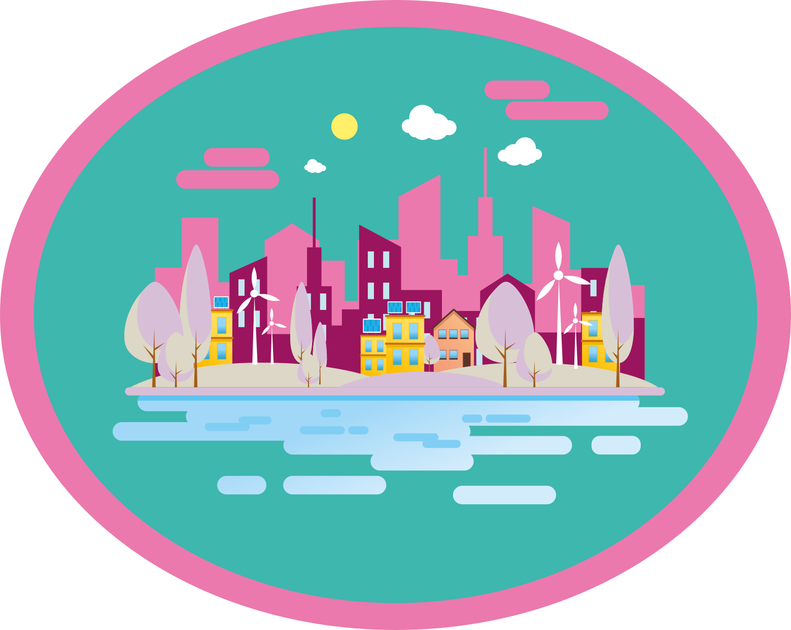 Színes városkép vinil szőnyeg mások - TenStickers