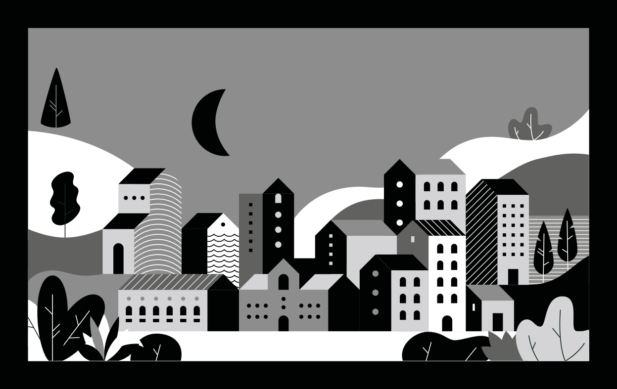 Városkép fekete-fehér vinil szőnyeg modern - TenStickers