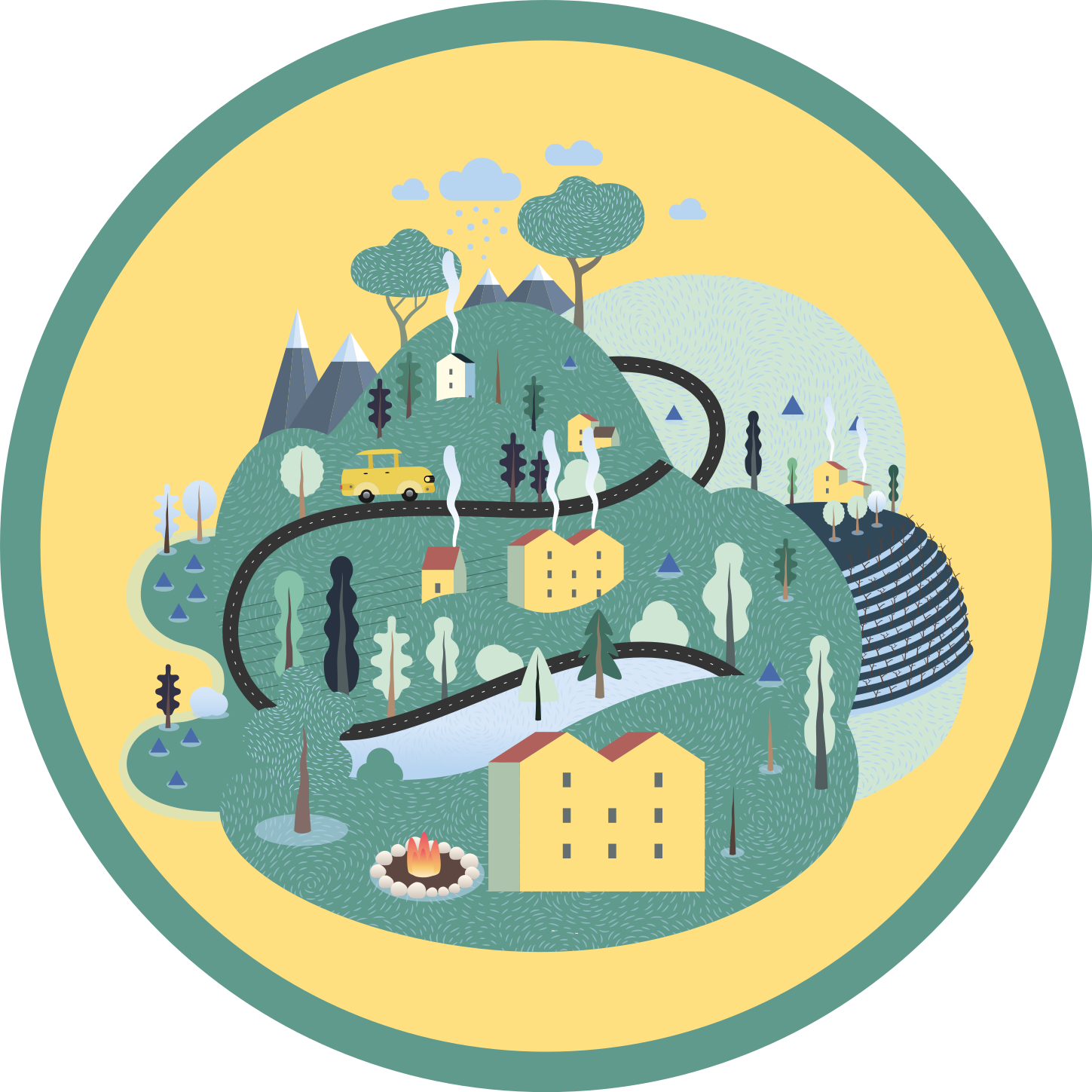 Játékos tájutazás vinil szőnyeg utak - TenStickers