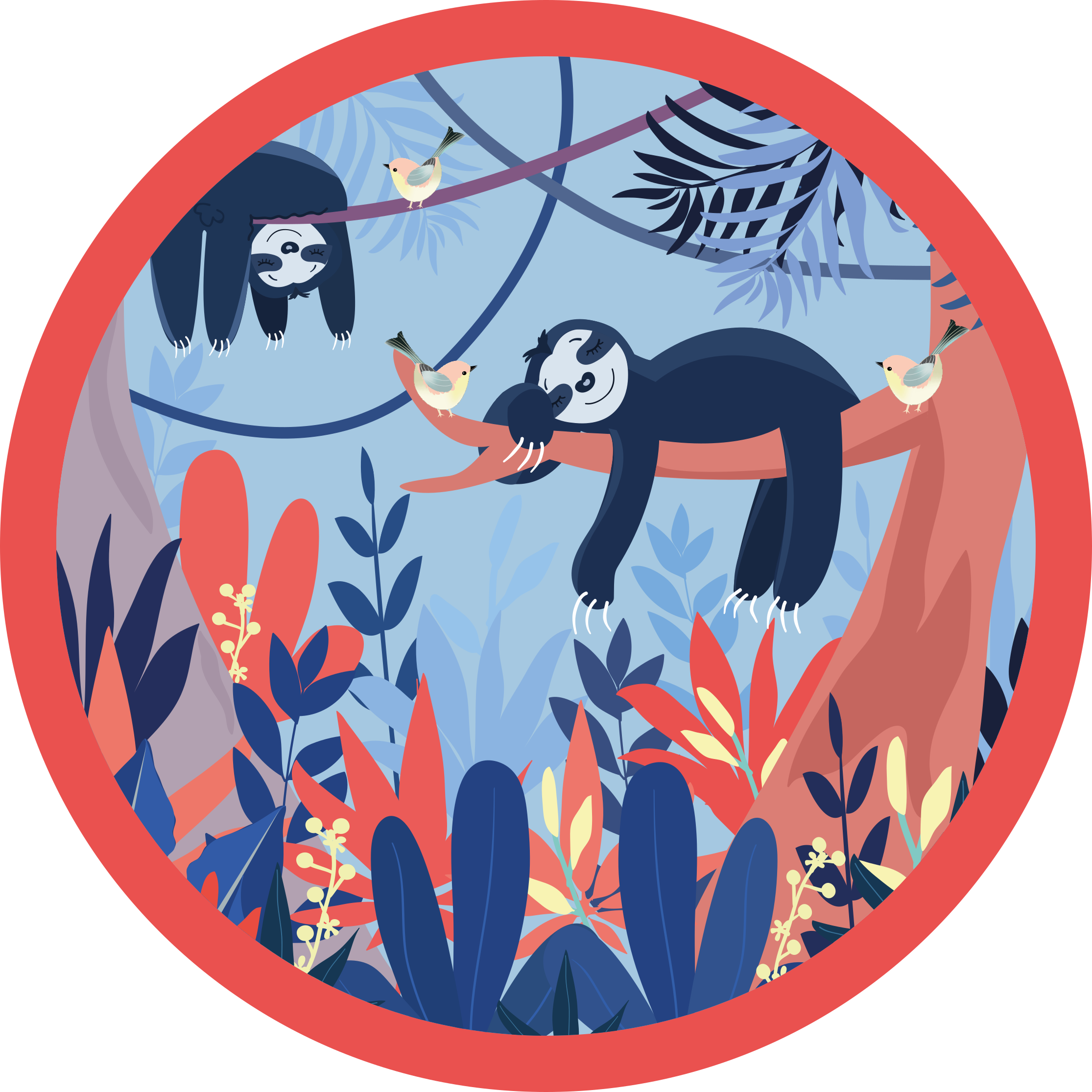 Lajhár dzsungel jelenet vinil szőnyeg állatnyomat - TenStickers