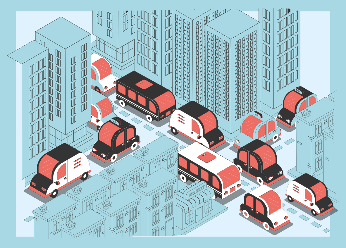 Városi közlekedési jelenet vinil szőnyeg utak - TenStickers