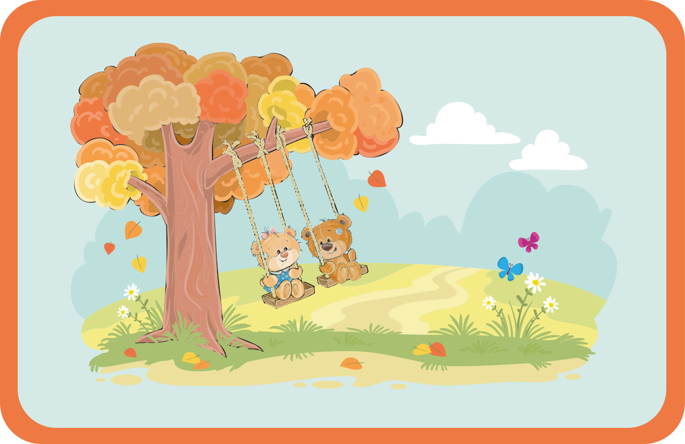 Bébi medvék a hintákon vinil szőnyeg gyerekeknek - TenStickers