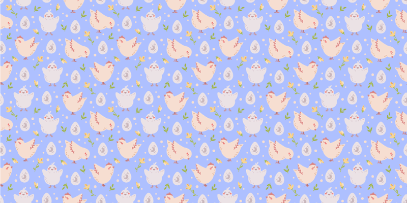 Vidám tyúkok mintája - vinil szőnyeg mások - TenStickers