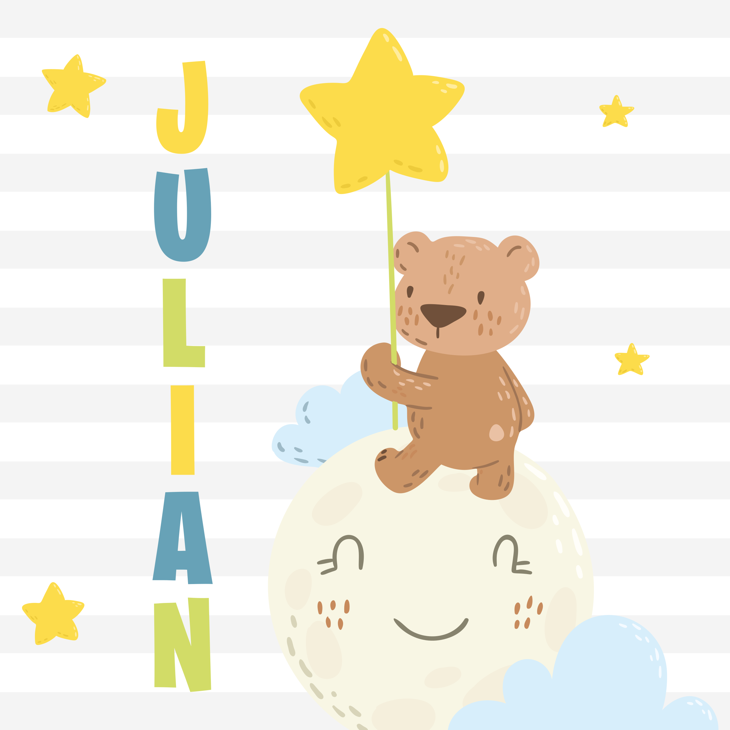 Medve csillaggal Vinil szőnyeg nevekkel - TenStickers