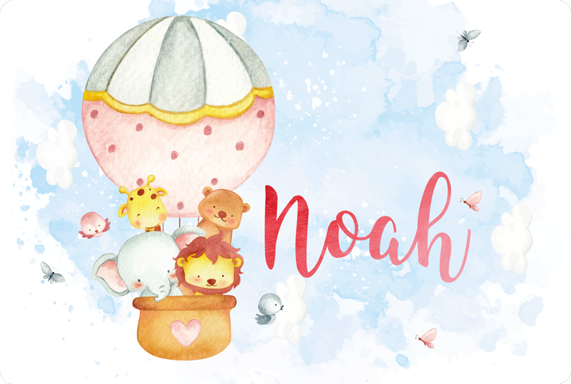 Névvel ellátott léggömbös kaland vinil szőnyeg óvodák - TenStickers