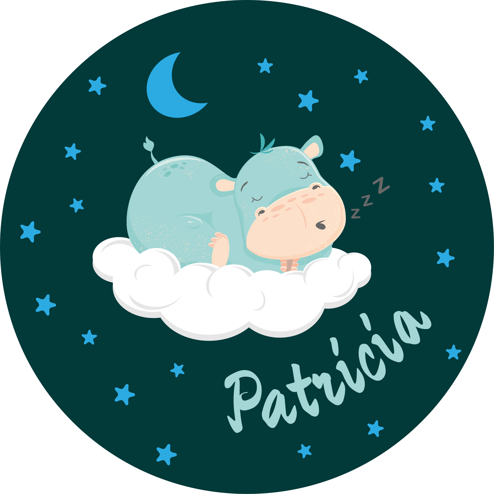 álmos víziló névvel vinil szőnyeg óvodák - TenStickers