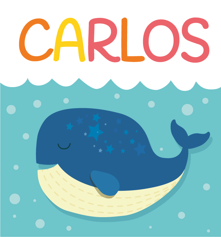 Szeszélyes bálnajelenet Vinil szőnyeg nevekkel - TenStickers