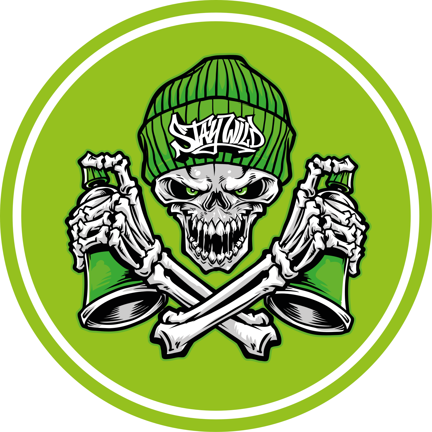 Zöld koponya szemüveg graffiti modern szőnyeg - TenStickers