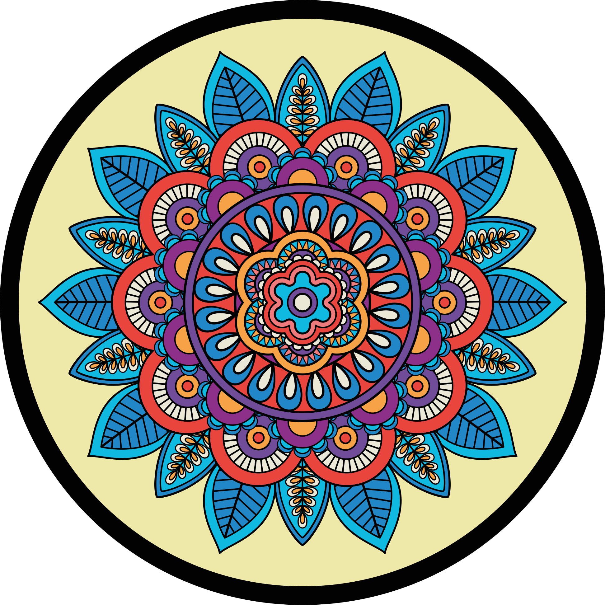 Színes vintage mandala design vinil szőnyeg - TenStickers