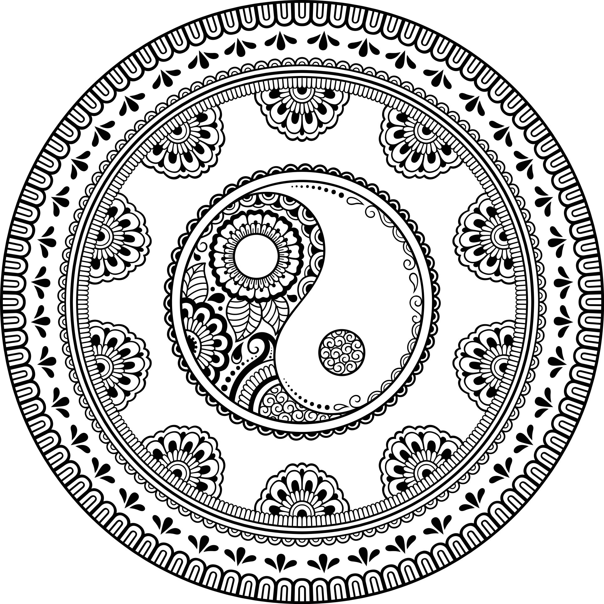 Spirituális hindi stílusú mandala szimbólumok vinil szőnyeg - TenStickers