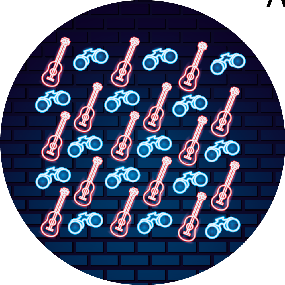 Neon zenei minták vinil szőnyeg tinik - TenStickers