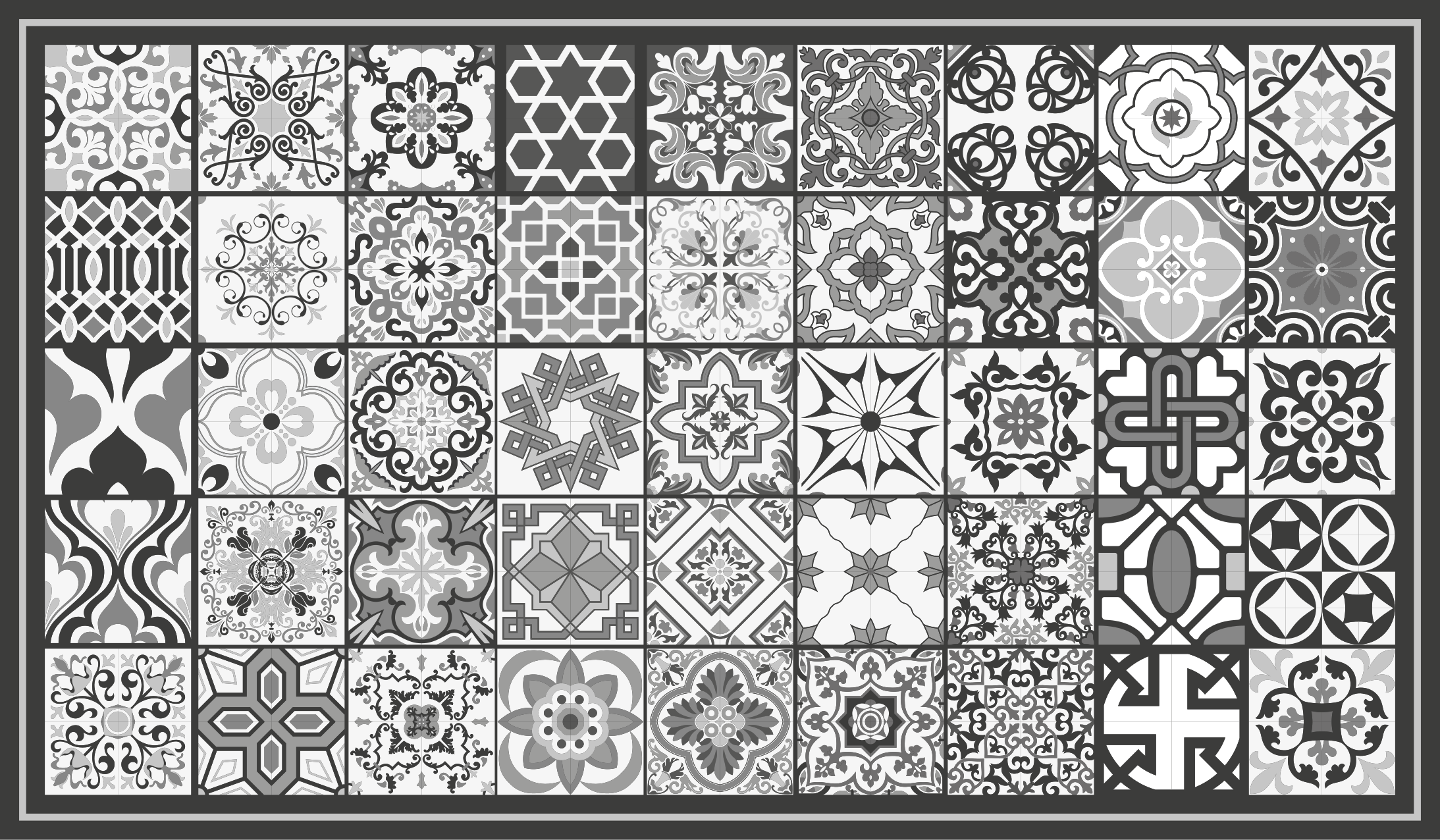 Sötétszürke rusztikus mozaik mintás csempe szőnyeg - TenStickers