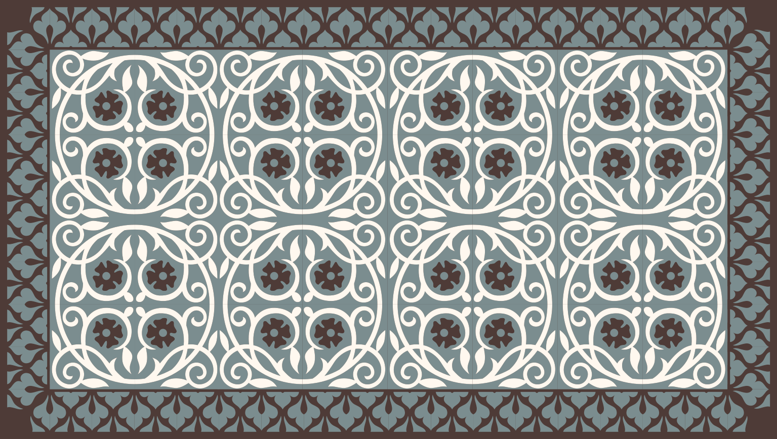 Virágos elem elrendezés vinil szőnyeg fürdő esetében - TenStickers