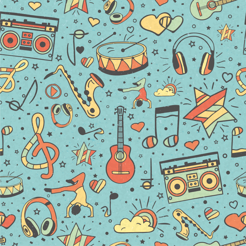 Játékos zenei szimbólumok vinil szőnyeg mások - TenStickers