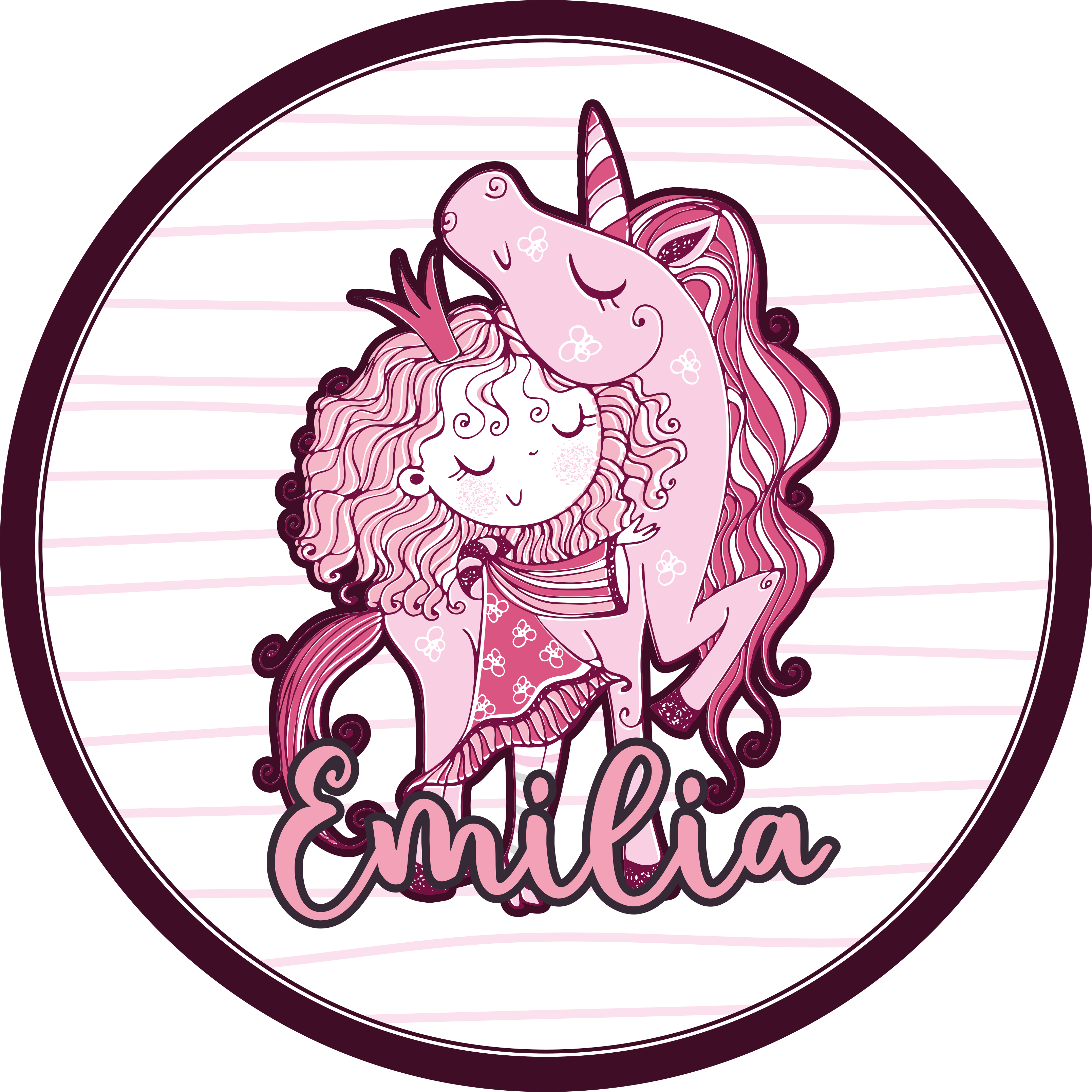 Aranyos unikornis páros Vinil szőnyeg nevekkel - TenStickers