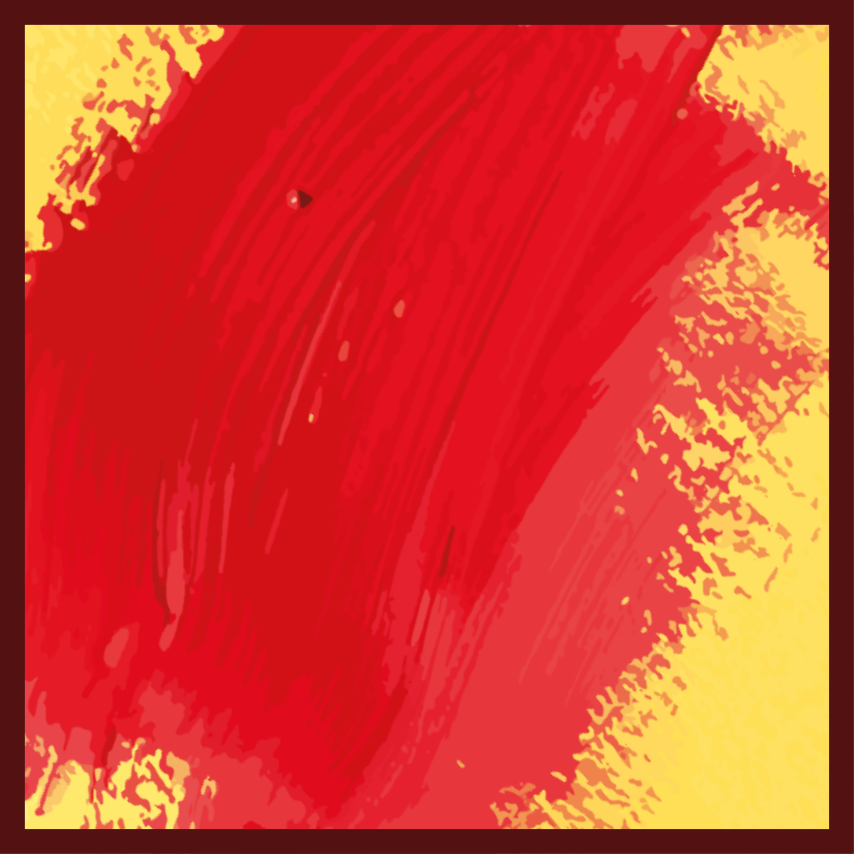 Piros festék sárga háttér négyzet alakú vinil szőnyeg - TenStickers