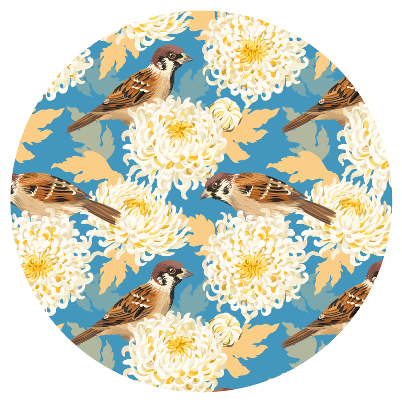 Sparrow virágmintás vinil szőnyeg növényekkel - TenStickers