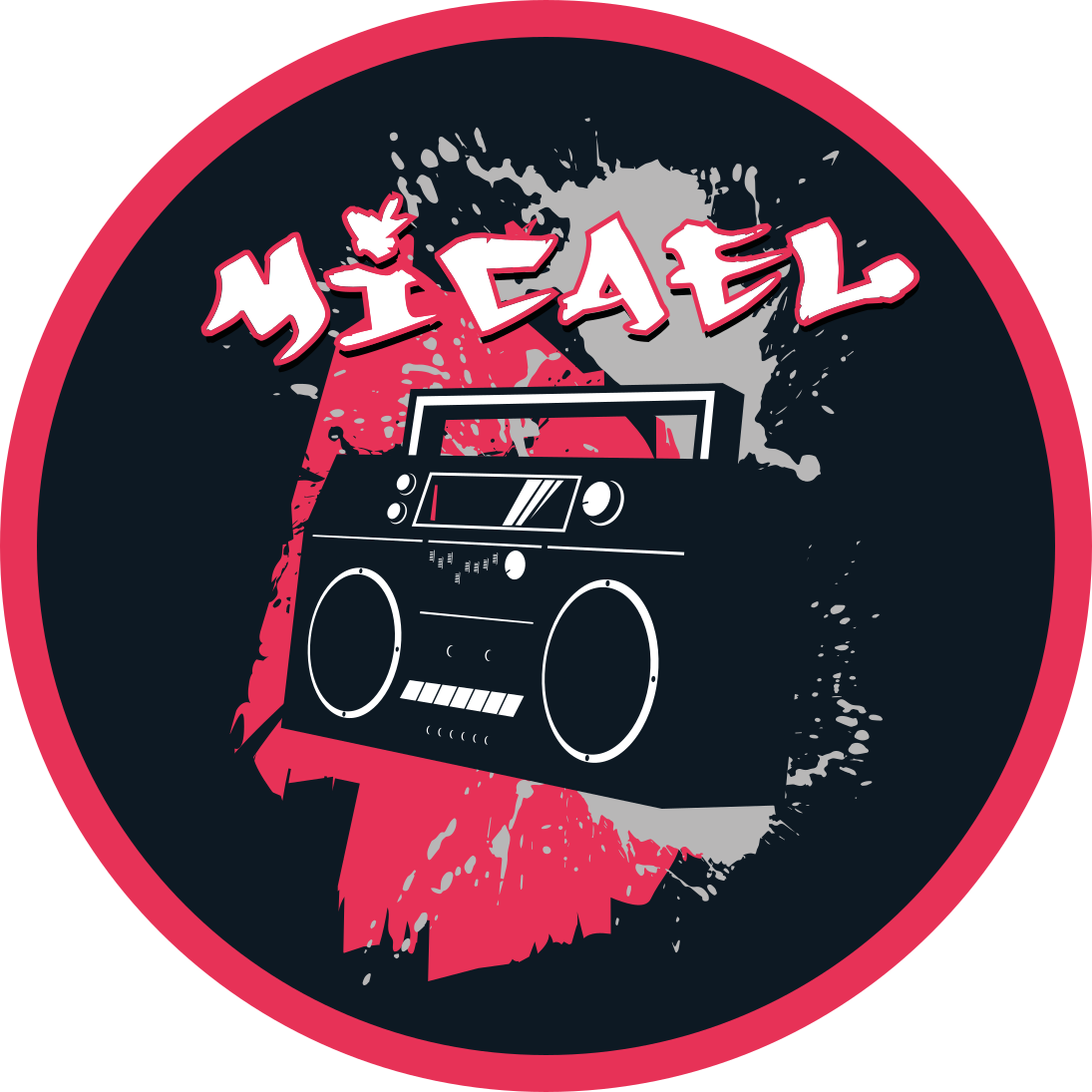 Retro boombox témájú vinil szőnyeg nevekkel - TenStickers