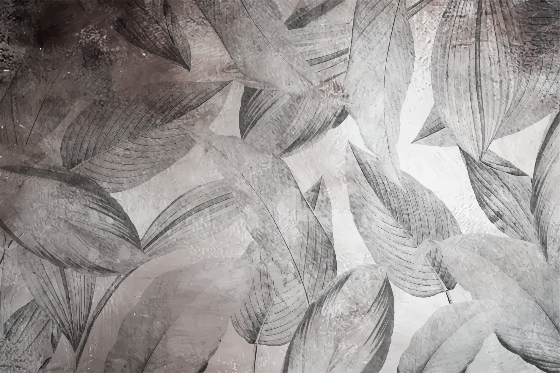 Leveles monokróm minta vinil szőnyeg virágok és növények - TenStickers