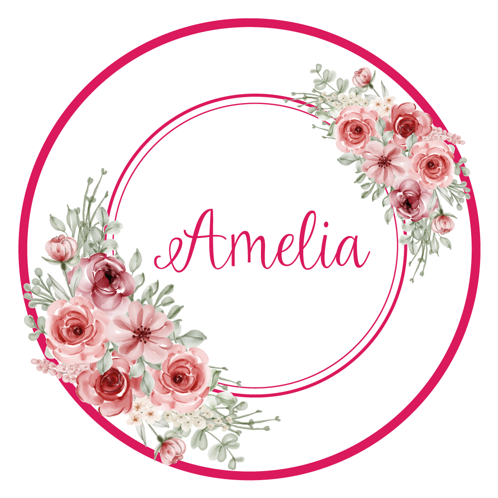 Virágos monogram névvel vinil szőnyeg hálószoba - TenStickers