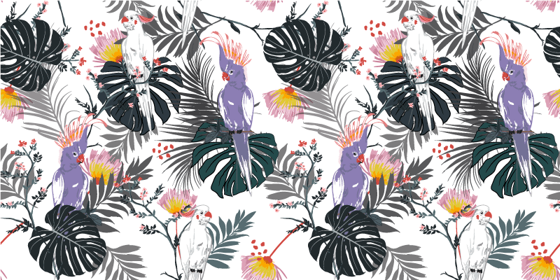 Trópusi levélkompozíció Vinil szőnyeg nappali - TenStickers