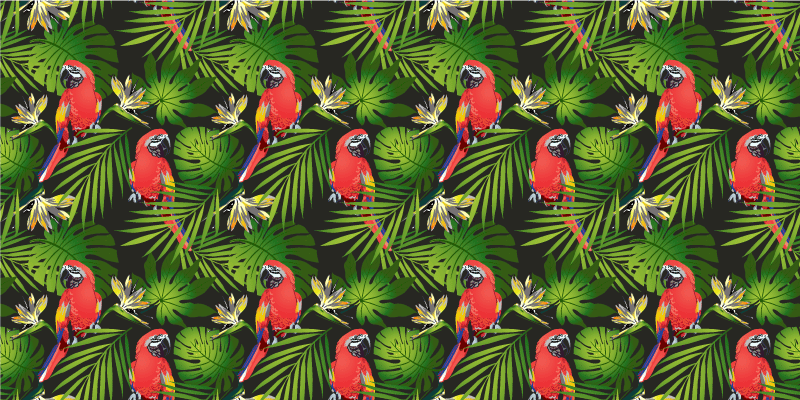 Tropical parrots greenery vinil szőnyeg természet - TenStickers