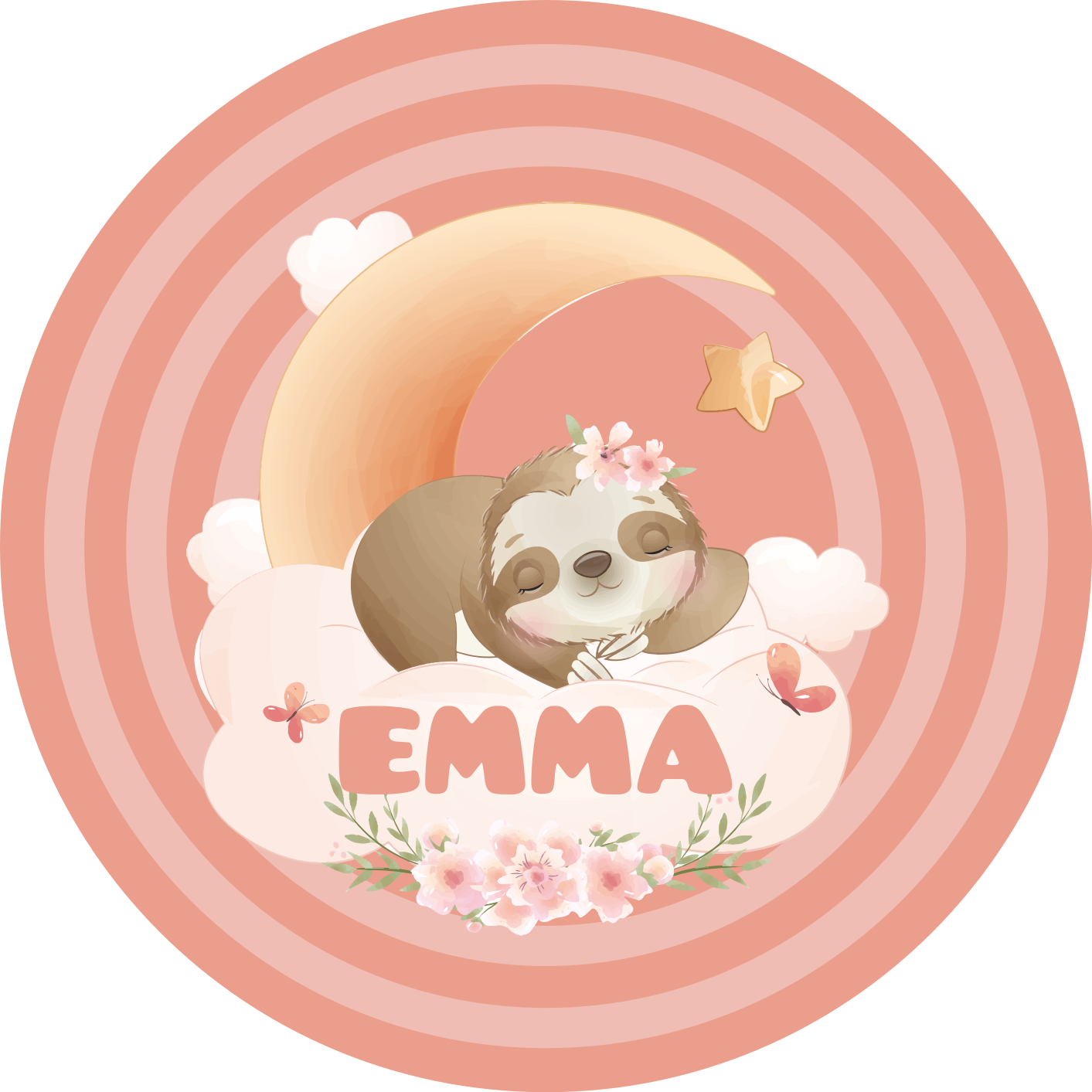 Aranyos lajhár design Vinil szőnyeg nevekkel - TenStickers