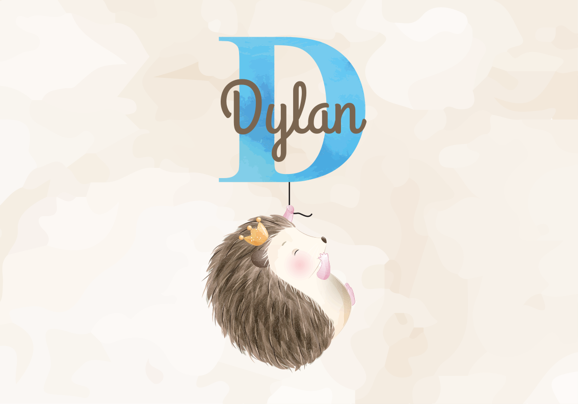 Aranyos sündisznó kezdőbetűje Vinil szőnyeg nevekkel - TenStickers