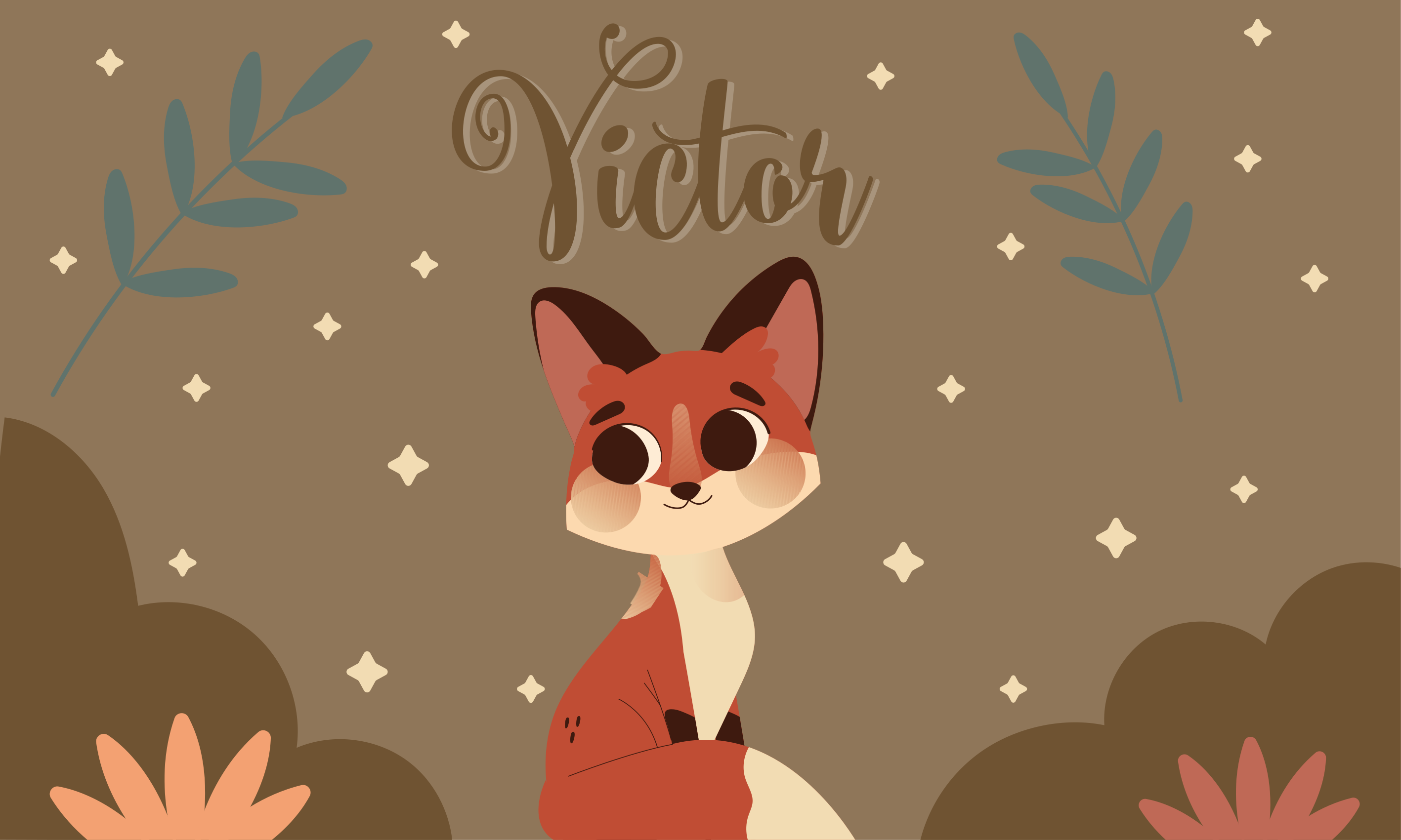 Cuki róka mintás vinil szőnyeg nevekkel - TenStickers