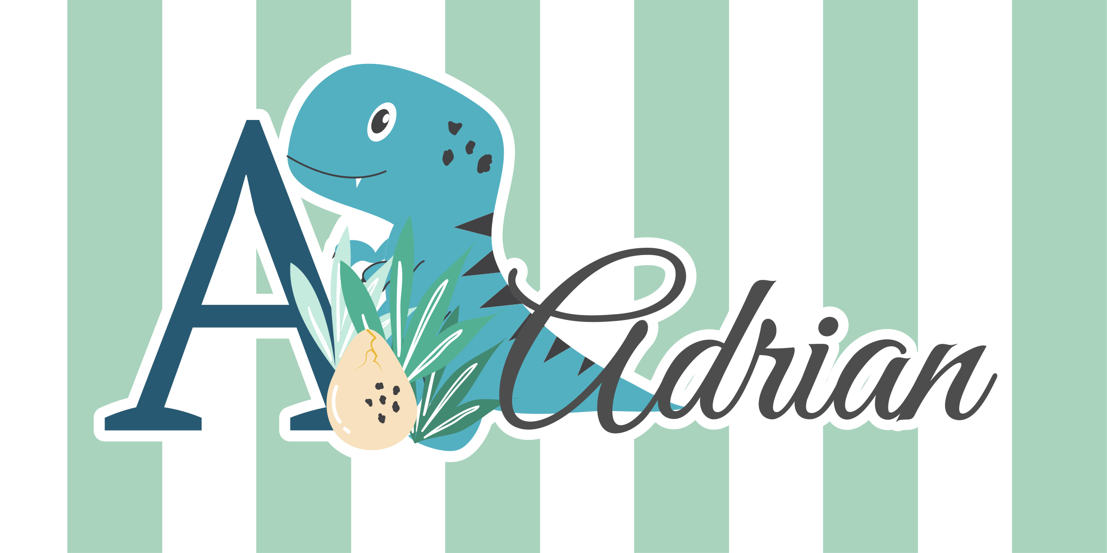 Baby rex kezdőbetűvel és névvel vinil szőnyeg óvodák - TenStickers