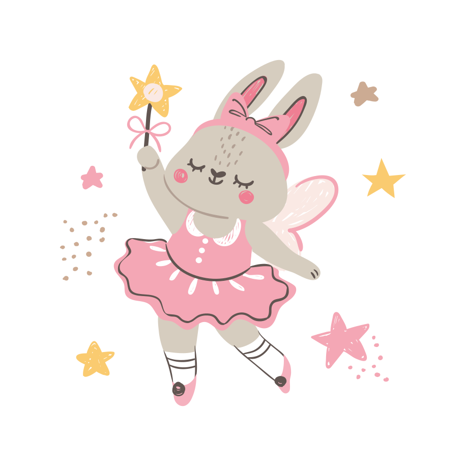 Nyúl tündér illusztráció csillagok gyerekek vinil szőnyeg - TenStickers
