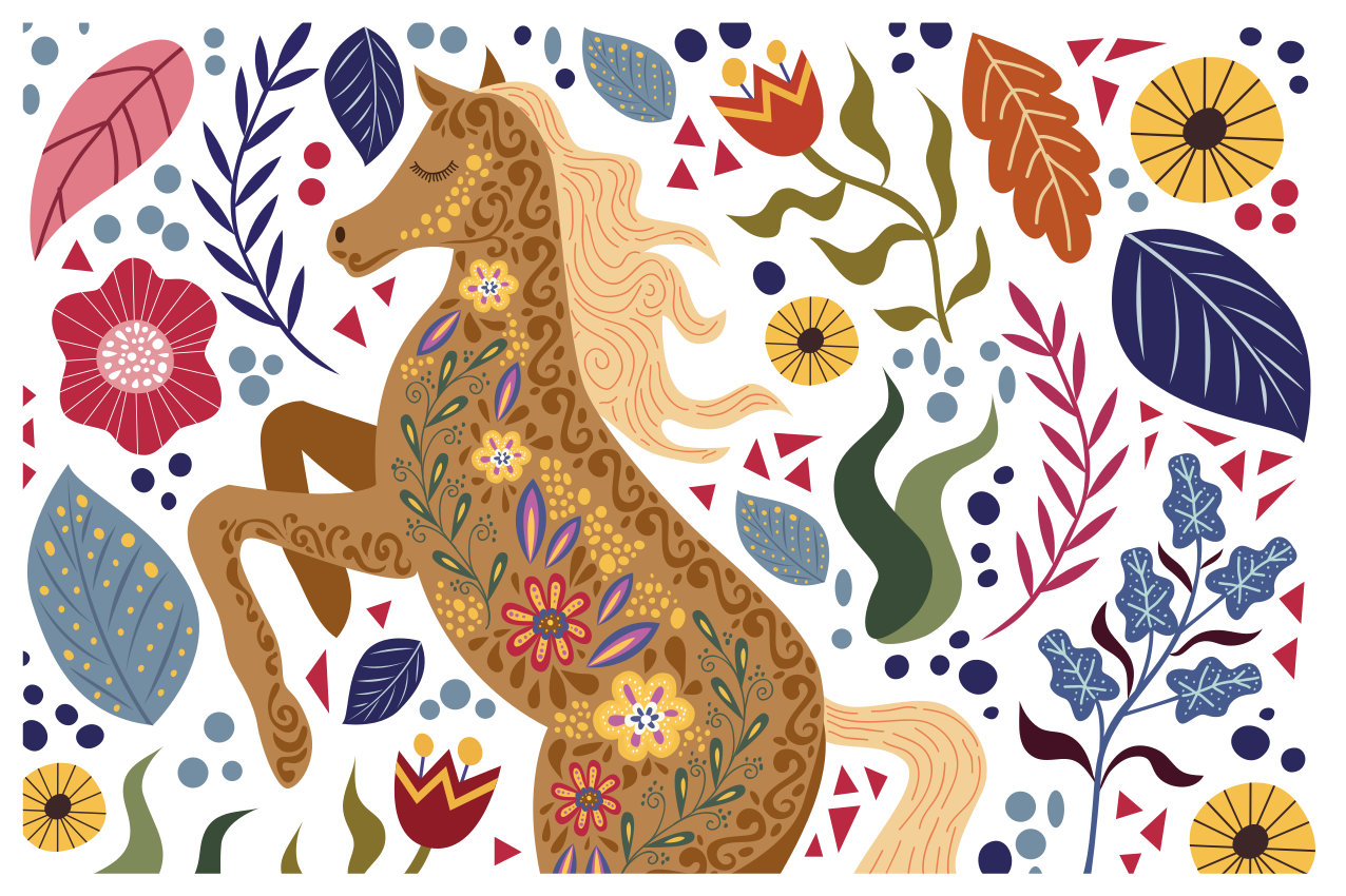 Fenséges ló grafika vinil szőnyeg állat - TenStickers