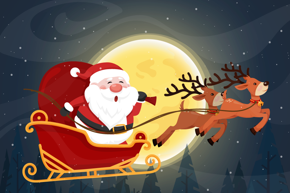 Rajzfilm mikulás szán karácsonyi vinil szőnyegében - TenStickers