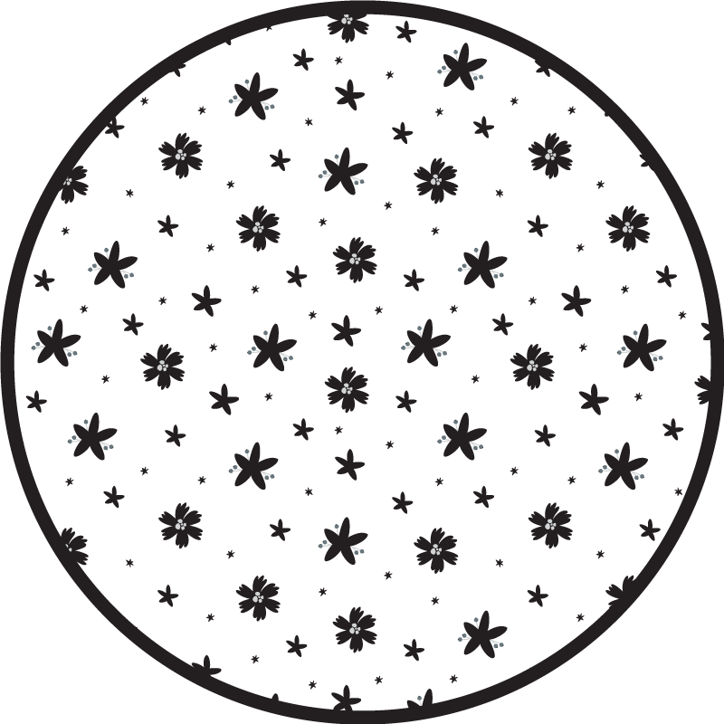 Virágos csillagmintás vinil szőnyeg növényekkel - TenStickers