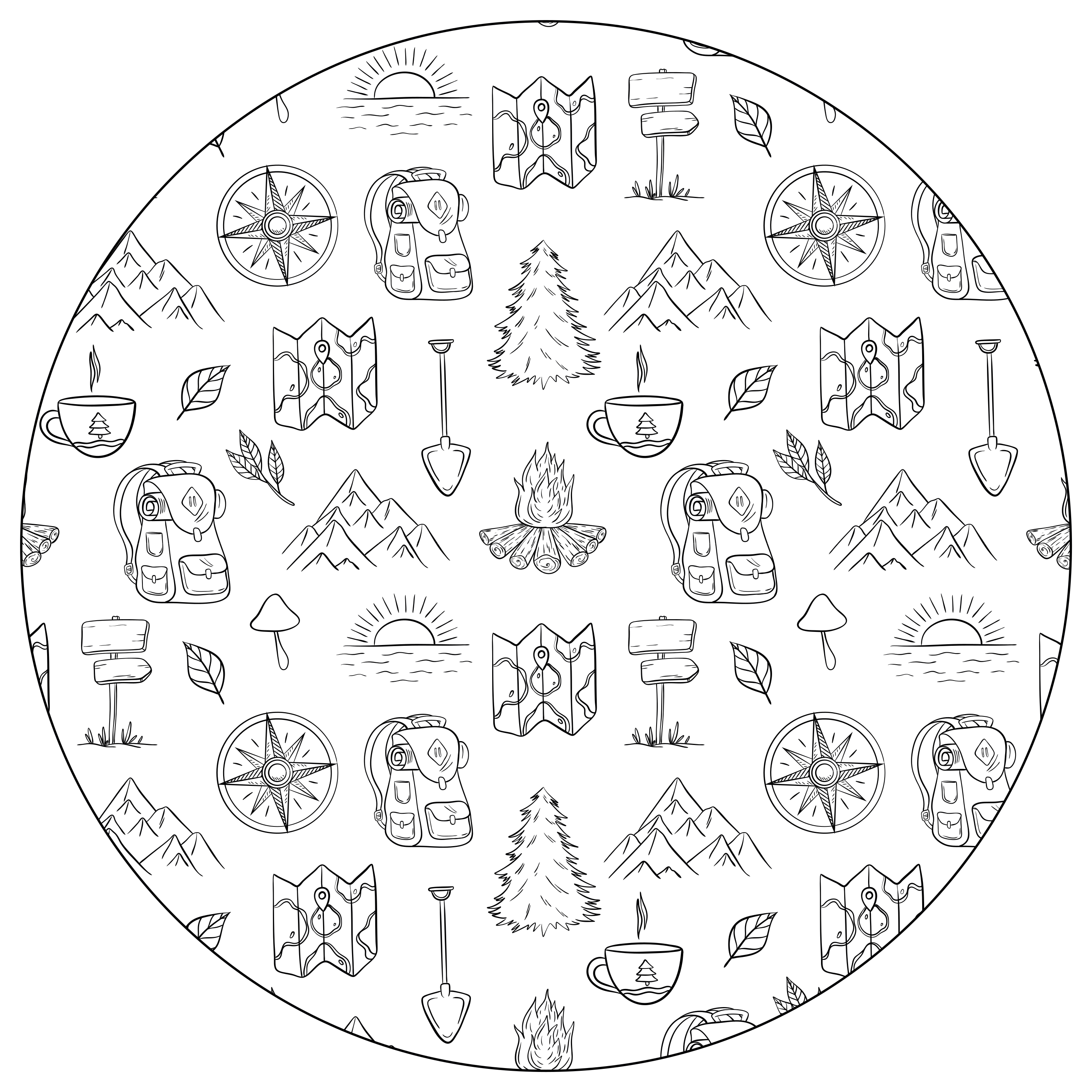 Kempingezési kaland ikonok vinil szőnyeg mások - TenStickers