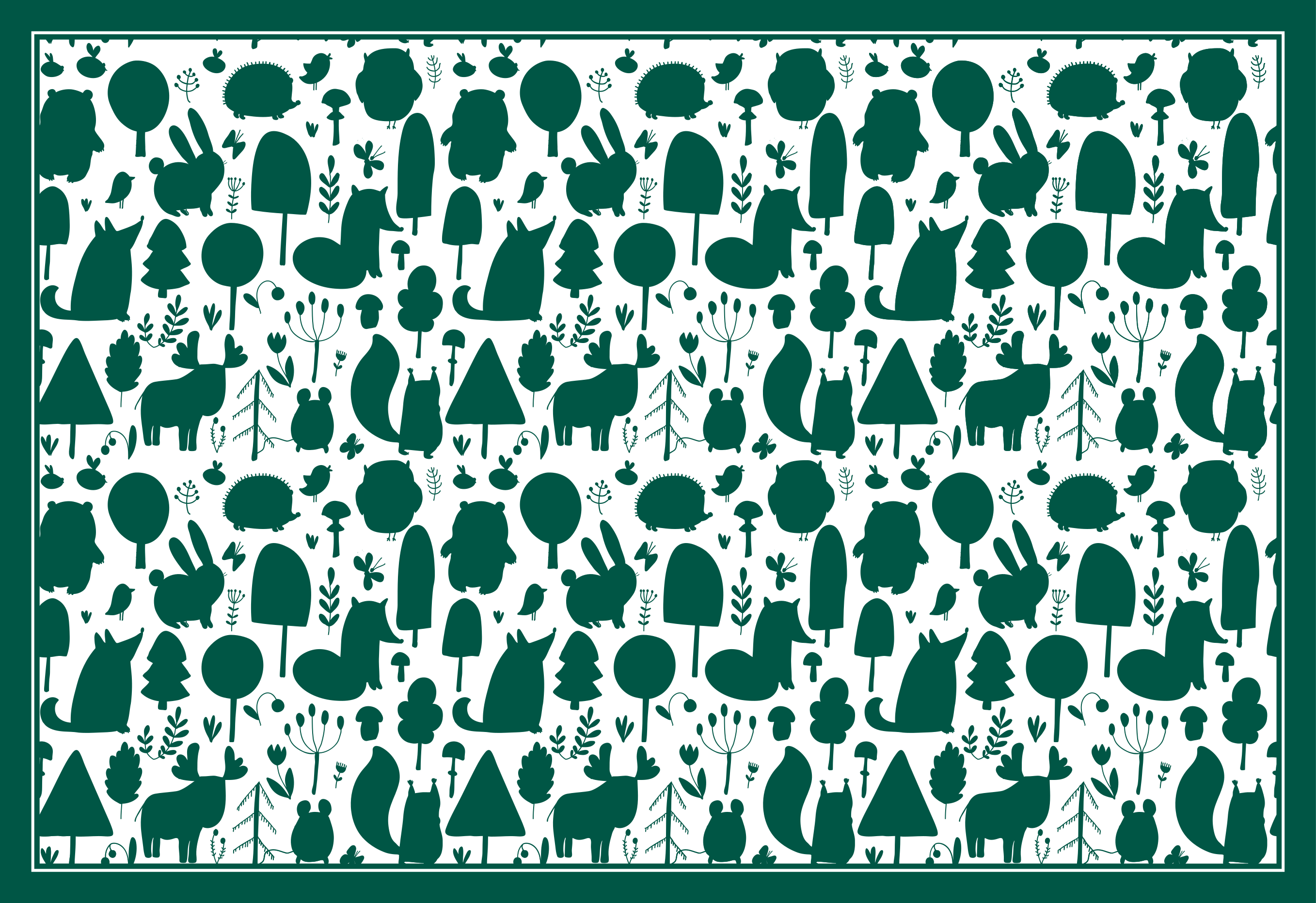 Erdei vadon élő állatok sziluettje nappali szőnyeg - TenStickers