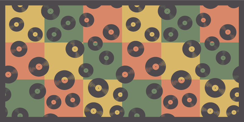 Színes vinil lemez retro mintás vintage szőnyeg - TenStickers