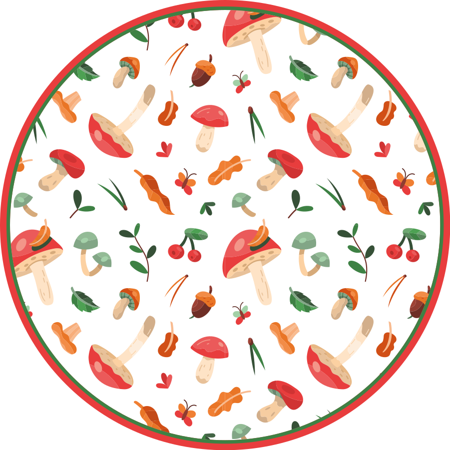Egyszerű gomba minta és cseresznye virágos szőnyeg - TenStickers