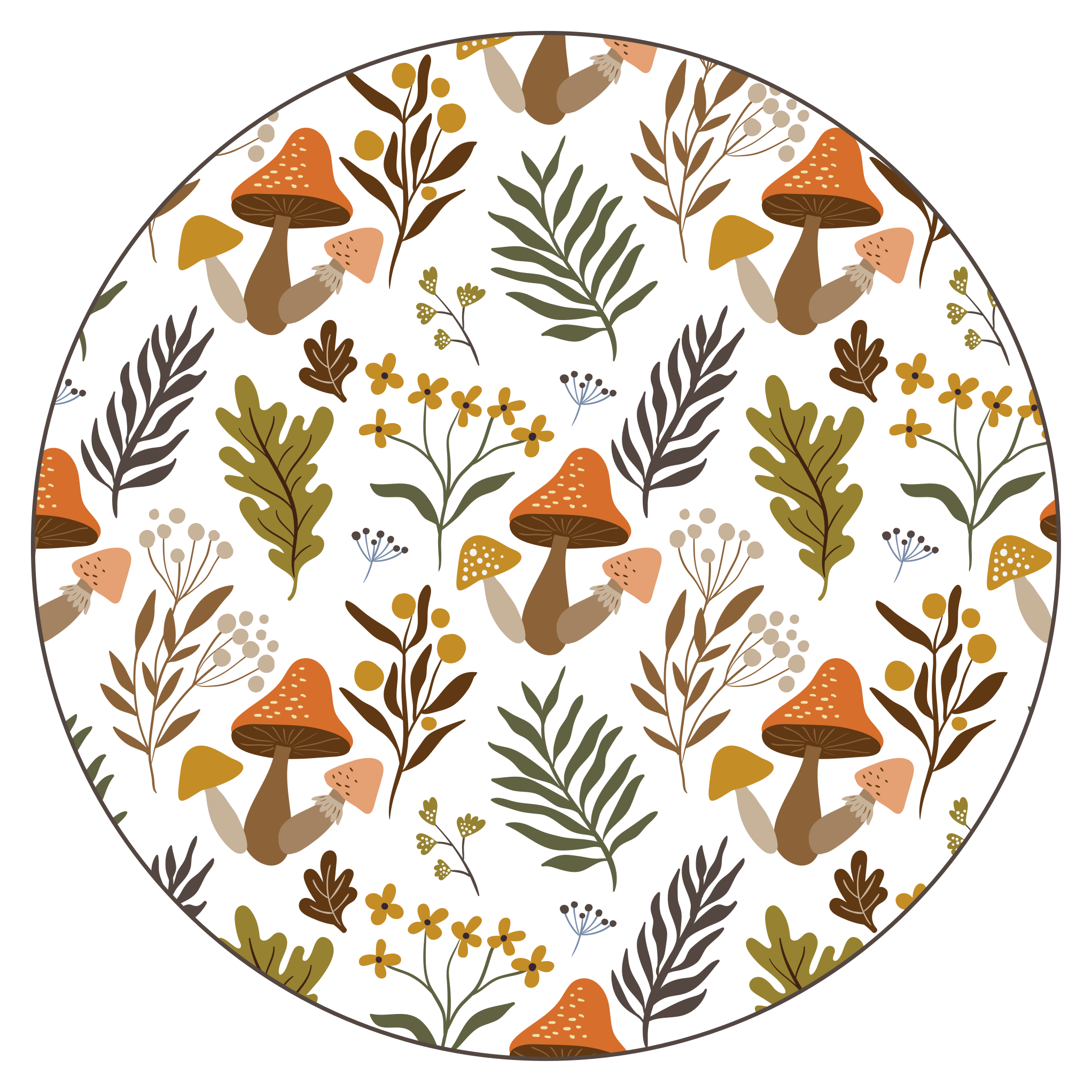 Szüreti gombák és őszi levelek virágos szőnyeg - TenStickers